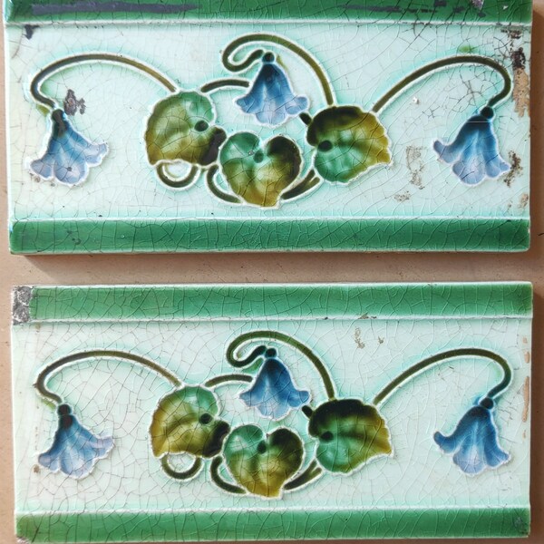 Antique Art Nouveau Fireplace Washstand Wall Tile.