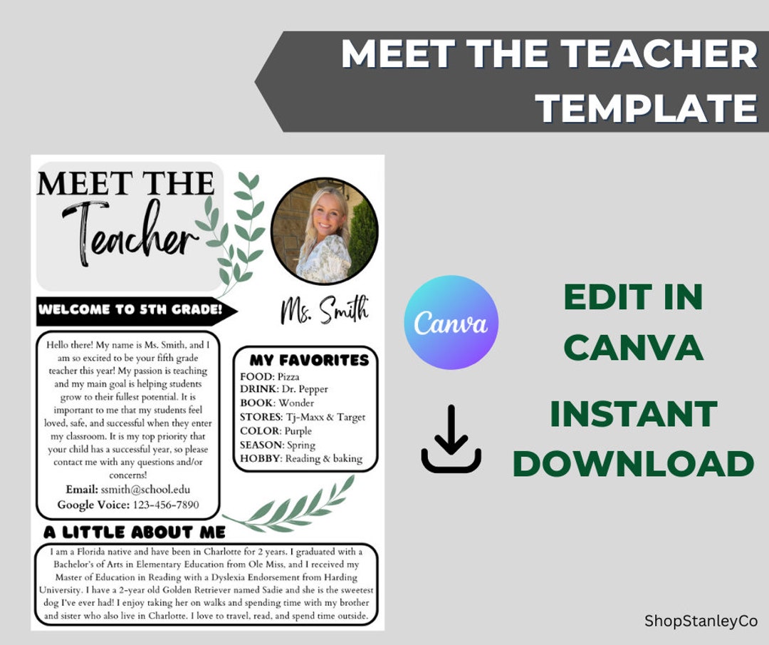 Meet the Teacher Printable Template, Back to School Letter, Teacher ...