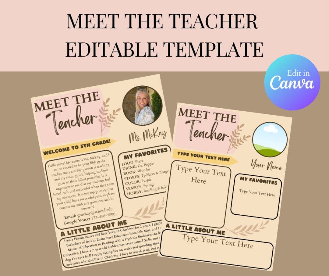 Meet the Teacher Editable Canva Template | INSTANT Digital Download ...