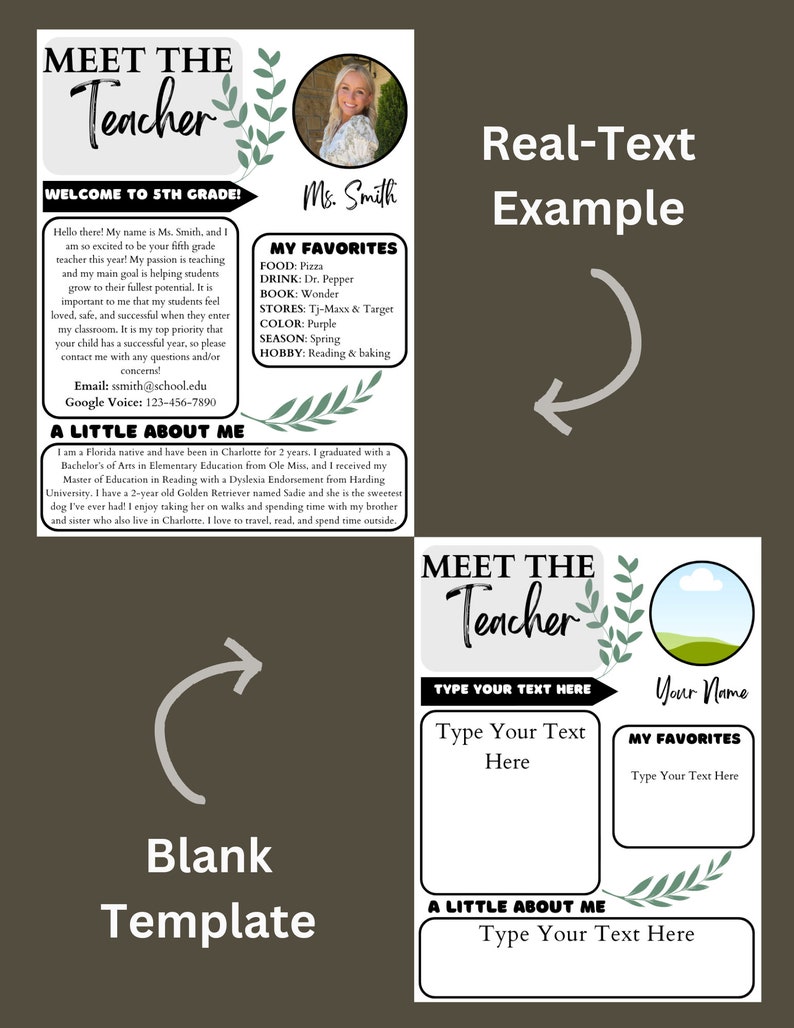 Meet the Teacher Editable Canva Template, Back to School, Teacher ...