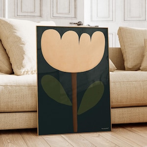 Impressão de tulipa desenhada à mão - Arte de parede de flores abstratas, pôster de tulipa, arte de parede botânica floral para impressão, download digital de impressão de flores abstratas