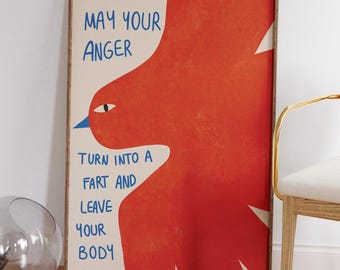 Abstract Bird Print - Funny Quote Dopamine Wall Art, Modern Home Decor, Digital Download