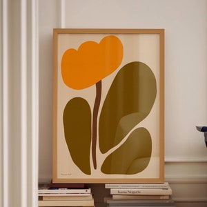 Handgezeichnete gelbe Tulpe Druck - Abstrakte Blumen Wandkunst, Tulpe Poster, Botanische Wandkunst, Blumendruck, Abstrakter Gelber Druck, Digital