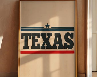 Texas Wall Art - Texas Home Decor, Retro Texas Print, Texas Lover Gift, Retro Western Wall Art, Texas Poster, Vintage Texas Printable Art