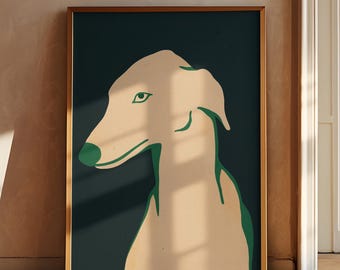 Lámina artística de perro galgo – Póster abstracto moderno de perro (Descarga digital)