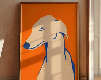 Greyhound Art Print - Vibrant Dog Print, Dopamine Decor, Abstract Dog Wall Art Dog Home Decor, Modern Living Room Wall Art Dog Printable Art