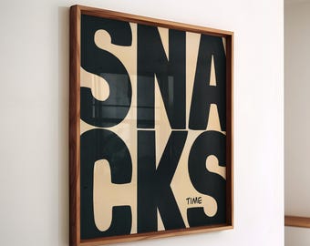 Snacks Kitchen and Dining Room Wall Art - Aesthetic Kitchen Decor Food Print, Black Kitchen Print, Square Print for Kitchen Digital Download