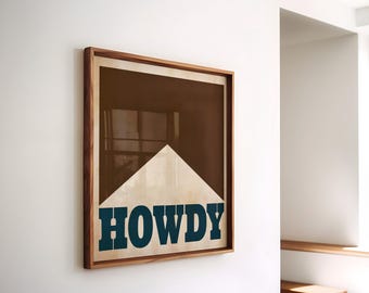 Howdy Wall Art, Brown Western Decor, Vintage Western Poster, Howdy Poster, Western Wall Art Retro Cowboy Print, Wild West Wall Art PRINTABLE