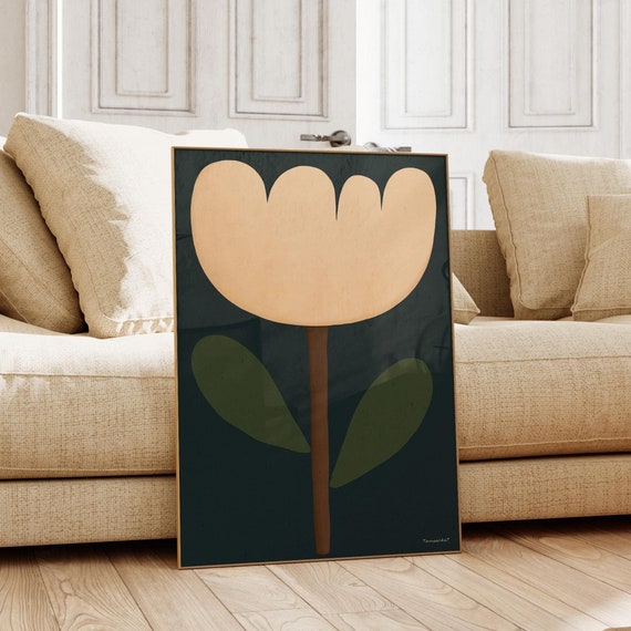 Hand-Drawn Tulip Print - Abstract Flower Wall Art, Tulip Poster, Botanical Wall Art Floral Printable, Abstract Flower Print Digital Download