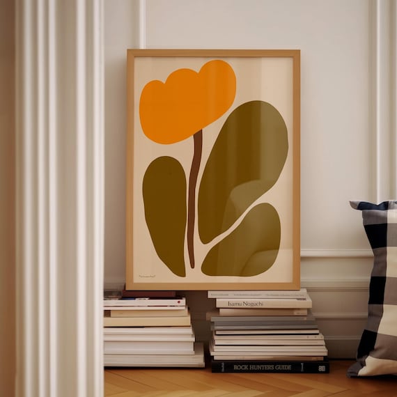 Hand-Drawn Yellow Tulip Print - Abstract Flower Wall Art, Tulip Poster, Botanical Wall Art, Floral Printable, Abstract Yellow Print, Digital