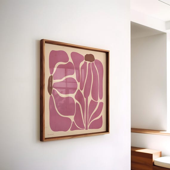 Abstract Purple Flowers Wall Art - Large Abstract Print, Modern Wall Art, Flower Painting, Neutral Wall Art Print, Square Wall Art Printable