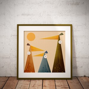 Impresión de aves del desierto - Impresión de arte descargable de alta resolución - Descarga digital - Arte imprimible - Arte de aves de vivero - Ilustración de aves