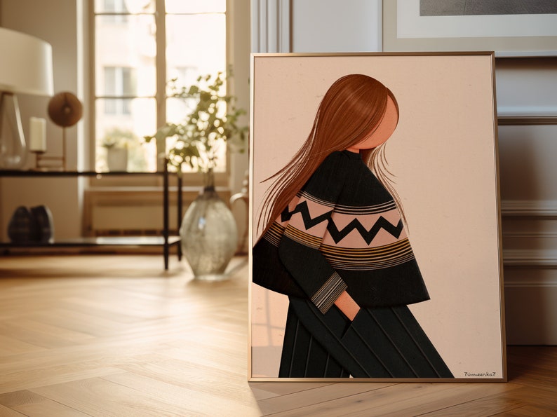 Woman in Black Art Print - Female Wall Decor - Fashion Illustration ...