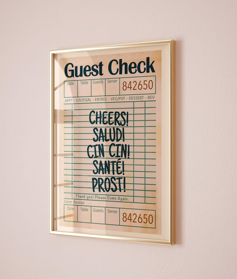 Cheers Salud Cin Cin Print - Trendy Bar Cart Wall Art, Aesthetic Guest ...