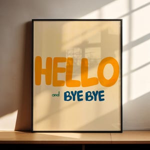 Willkommen Eingangsbereich Hallo Print - Retro Wandkunst, trendige Wandkunst, flippige Wandkunst, Eingangswandkunst, Hallo Poster, ästhetische Wandkunst DRUCKBAR