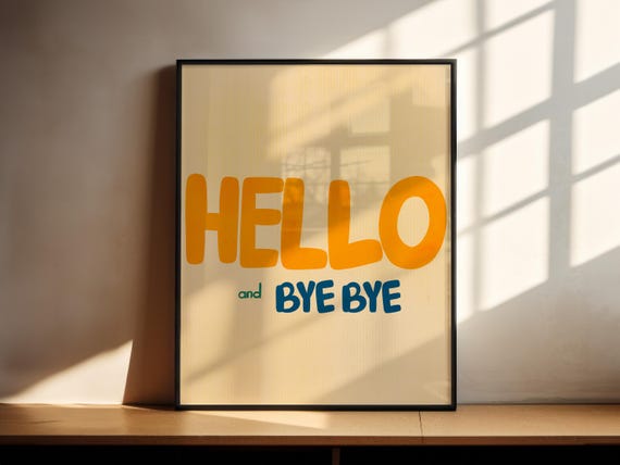 Welcome Entryway Hello Print- Retro Wall Art, Trendy Wall Art, Funky Wall Art, Entrance Wall Art, Hi Poster, Aesthetic Wall Art PRINTABLE