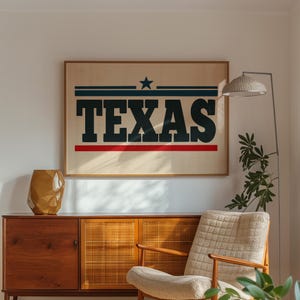 Impresión de Texas: decoración del hogar de Texas, arte de pared retro de Texas, regalo para amantes de Texas, arte de pared retro del Oeste, póster de Texas, arte imprimible vintage de Texas