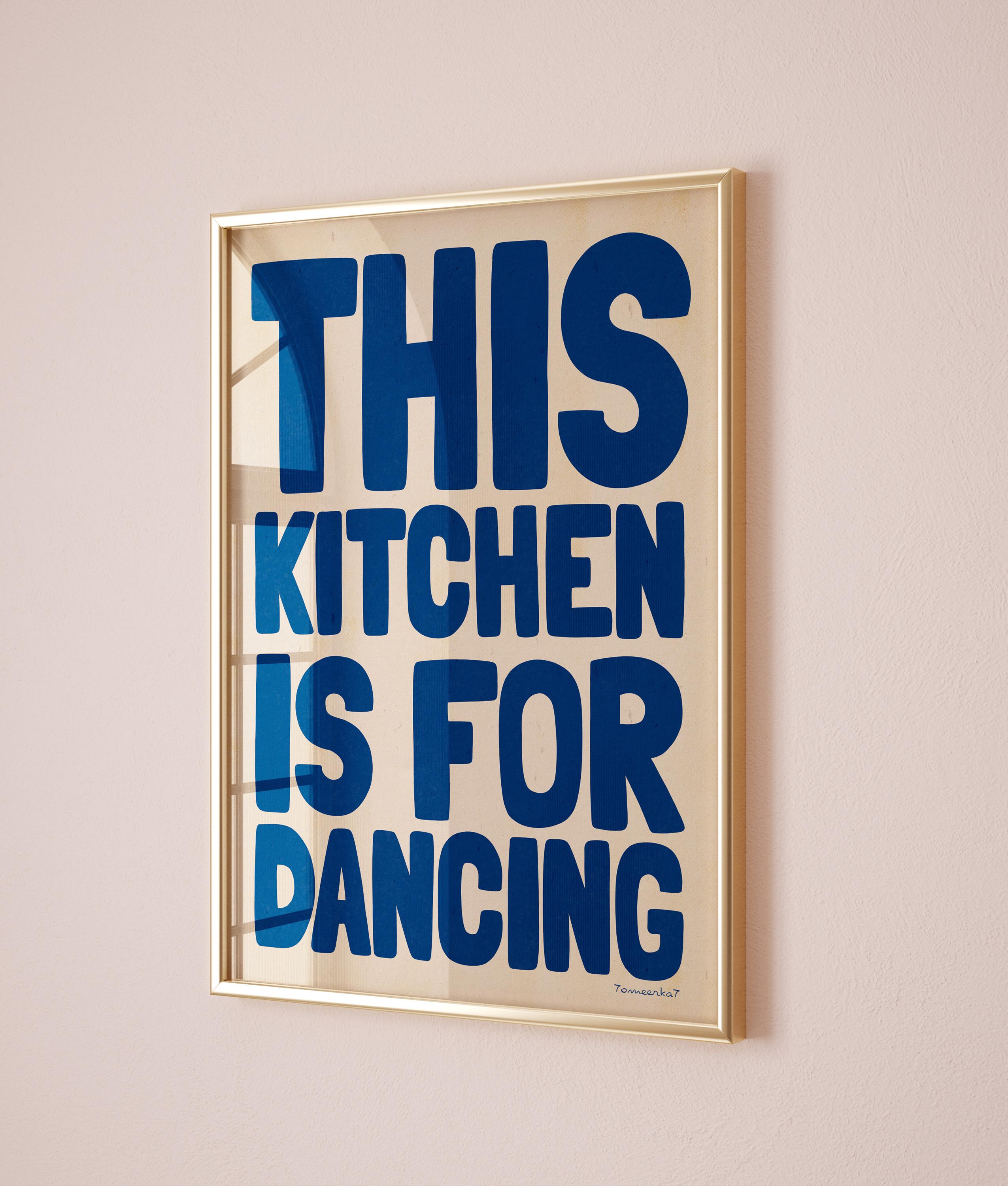 kitchen wall art set of 6 fun foodie prints this... This Kitchen is for Dancing Poster - Hand Drawn Retro Kitchen Wall Art ...