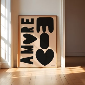 Amore Mio Black Art Print - Modern Bold Typography Poster - Modern Home Decor - Gallery Wall Art - Italian Word Art Print - Digital Download