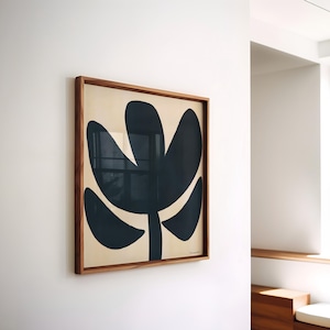 Abstract Black Flower Wall Art - Black Floral Print, Square Wall Art, Modern Home Decor, Gallery Wall Art, Elegant Wall Art, PRINTABLE ART