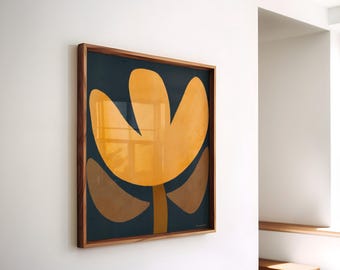 Abstract Flower Wall Art – Yellow Floral Printable, Square Wall Art, Modern Home Decor, Gallery Wall Art, Elegant Wall Art, PRINTABLE ART