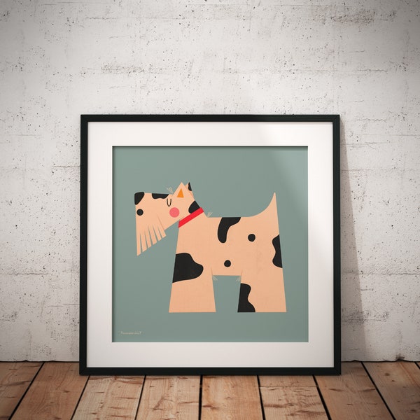 Dog Art Print | Scottish Terrier Poster | Grumpy Dog Illustration | Gift for Dog Lovers | Dog Wall Decor | Pet Printable | Digital Download