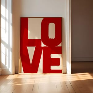 Liebe Dich Art Print - Trendige Retro Wandkunst, Rote Liebe Print, Ästhetisches Liebe Zitat Wandkunst, Rotes Wandbild Liebe Poster, DRUCKBARE KUNST