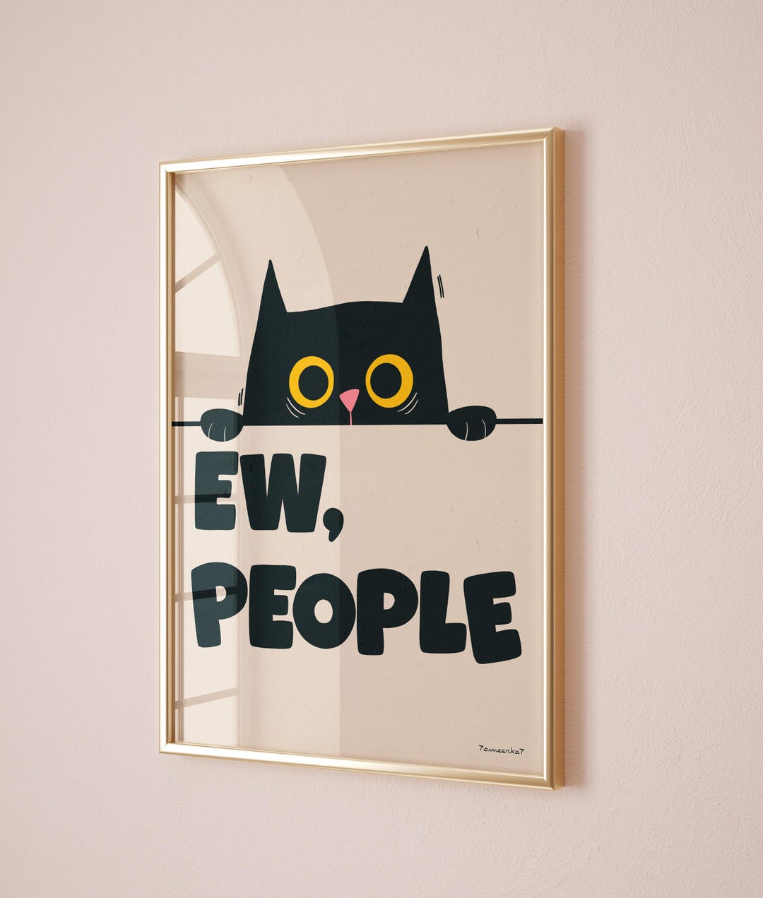 Black Cat Wall Art Print - Funny Cat Poster, Cute Kitten Wall Art, Cat ...