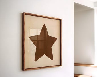 Brown Star Poster, Hand Drawn Star Wall Art, Brown Star Print, Retro Star Poster, Preppy Brown Print, Trendy Western Wall Art, PRINTABLE ART