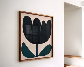 Black Tulip Print - Abstract Black Wall Art, Floral Printable, Black Living Room Wall Art, Tulip Poster, Gallery Wall Art, Digital Download