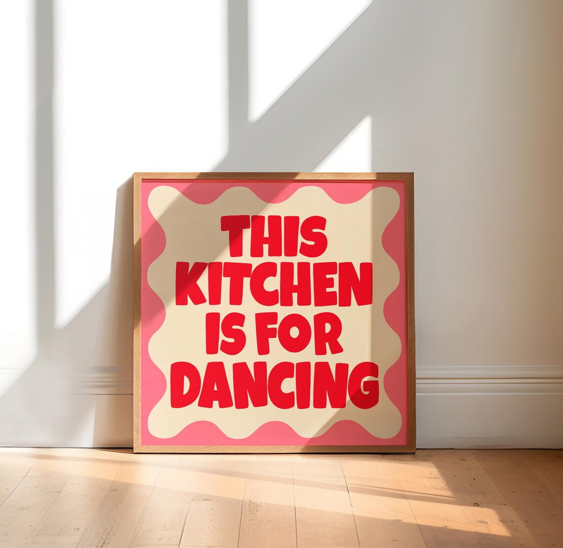 kitchen wall art, set of 50 kitchen prints, trendy... This Kitchen is for Dancing Print, Preppy Pink Retro Kitchen Poster ...