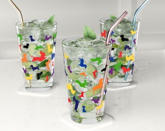 Rainbow Dachshund Pint Glass | Weenie Dog Lover Gift