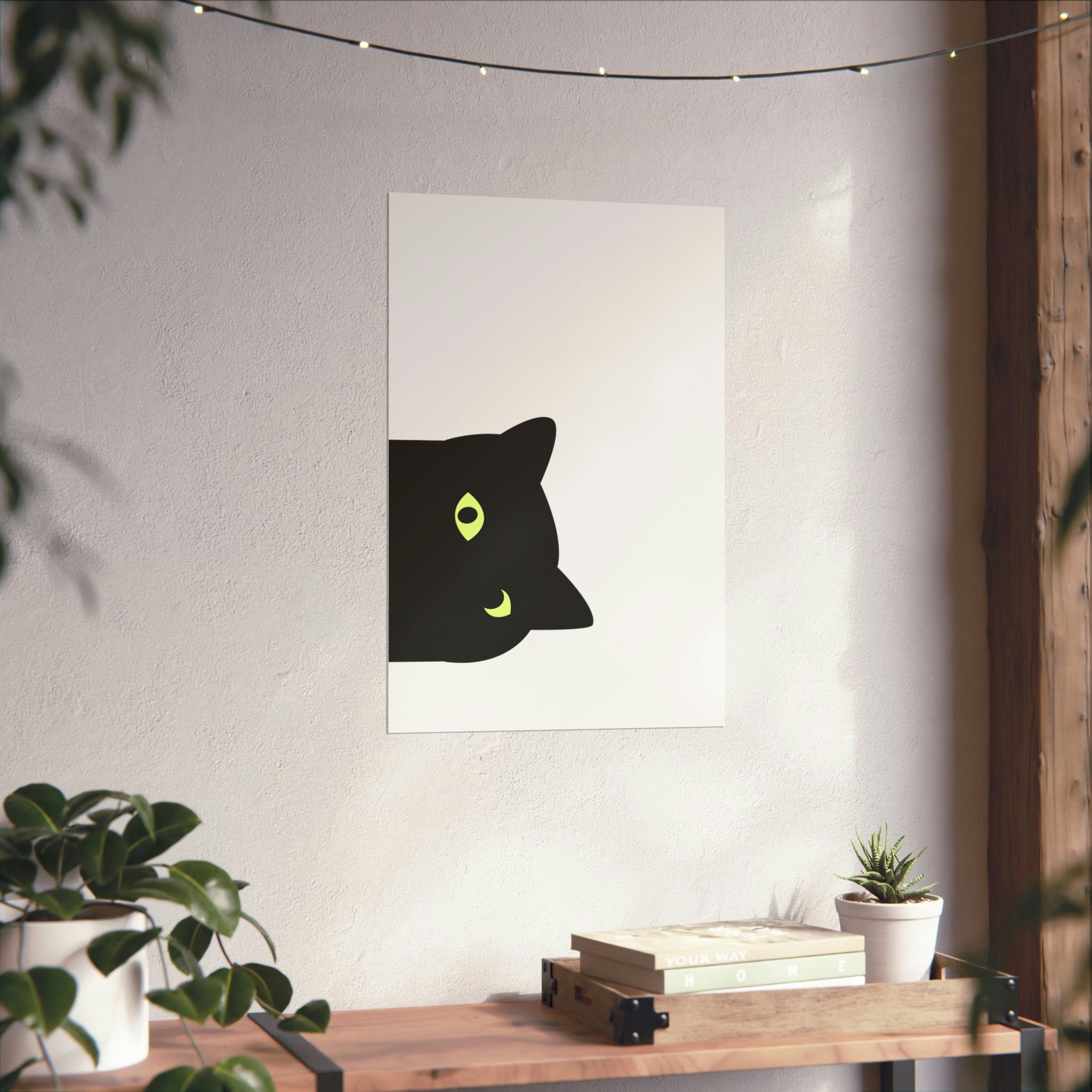 Funny Cat Wall Art | Peeking Black Cat Poster | Cool Cat Painting ...