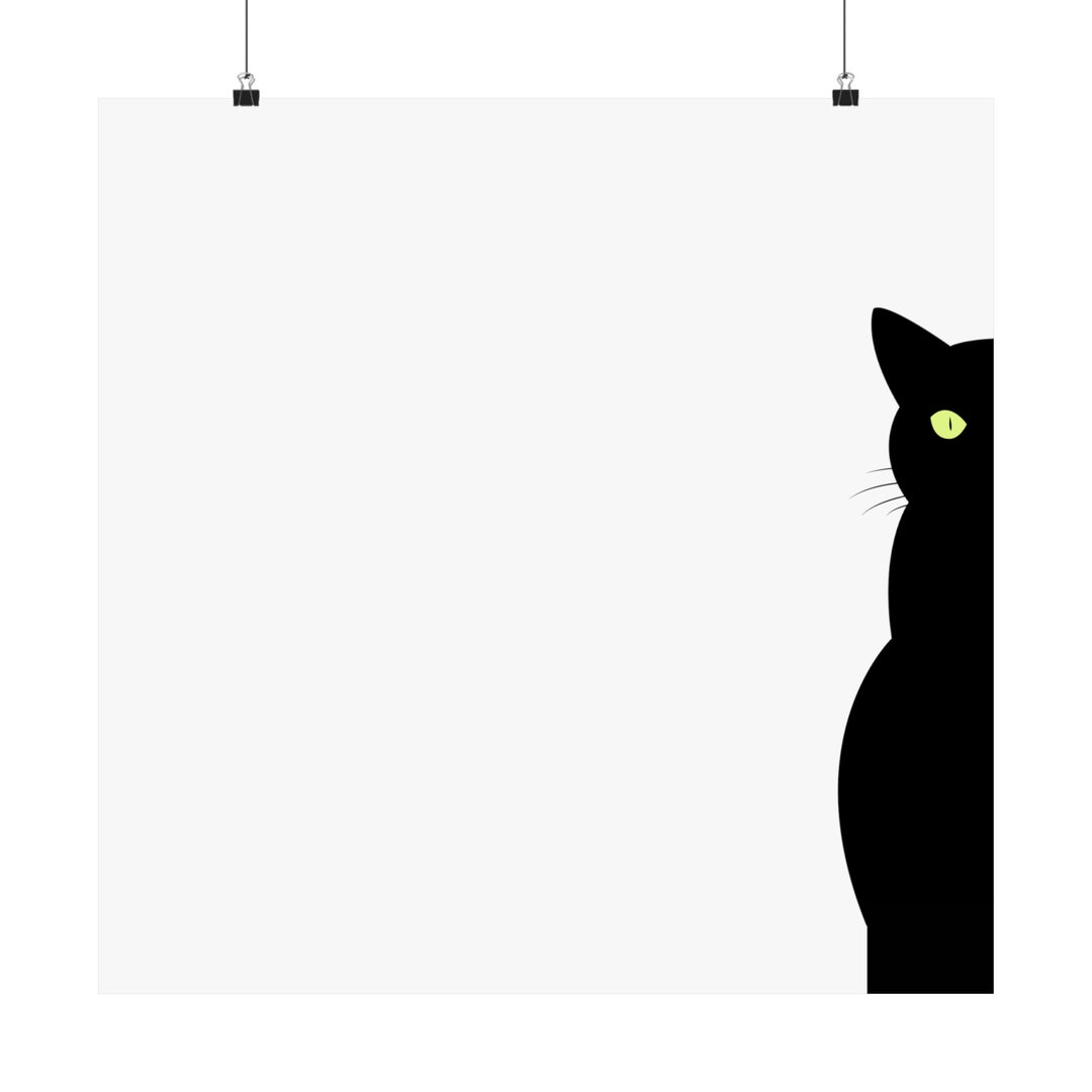 peeking black cat poster, cute cat print, home decor,... Peeking Black Cat Art Print: Minimalist Goth Decor - Etsy