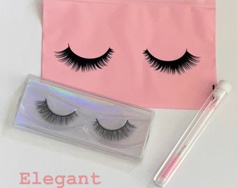 Natural Eyelashes With Eyelash Pouch And Eyelash Brush And Dust Proof Tube