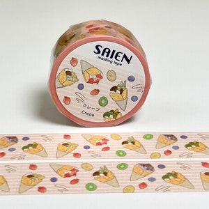 Saien Washi Tape - Crêpe (20mm) - Kawaii schattig Japans eten thema decoratie voor cadeauverpakking, journaling, planners en meer