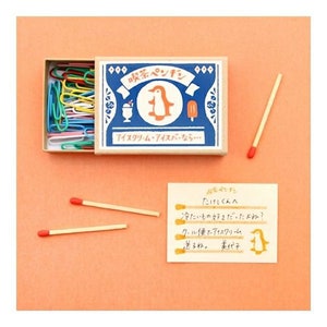 Notas de notas temáticas Furukawashiko Retro Matchbox - Helado de pingüino Ice Box - Lindo azul naranja