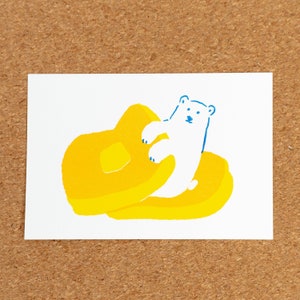 Cartão retro Jam x Furukawashiko - panquecas do urso polar | Arte Animal | Bujo Decor | Cartões Postais Kawaii | Mini impressão artística fofa