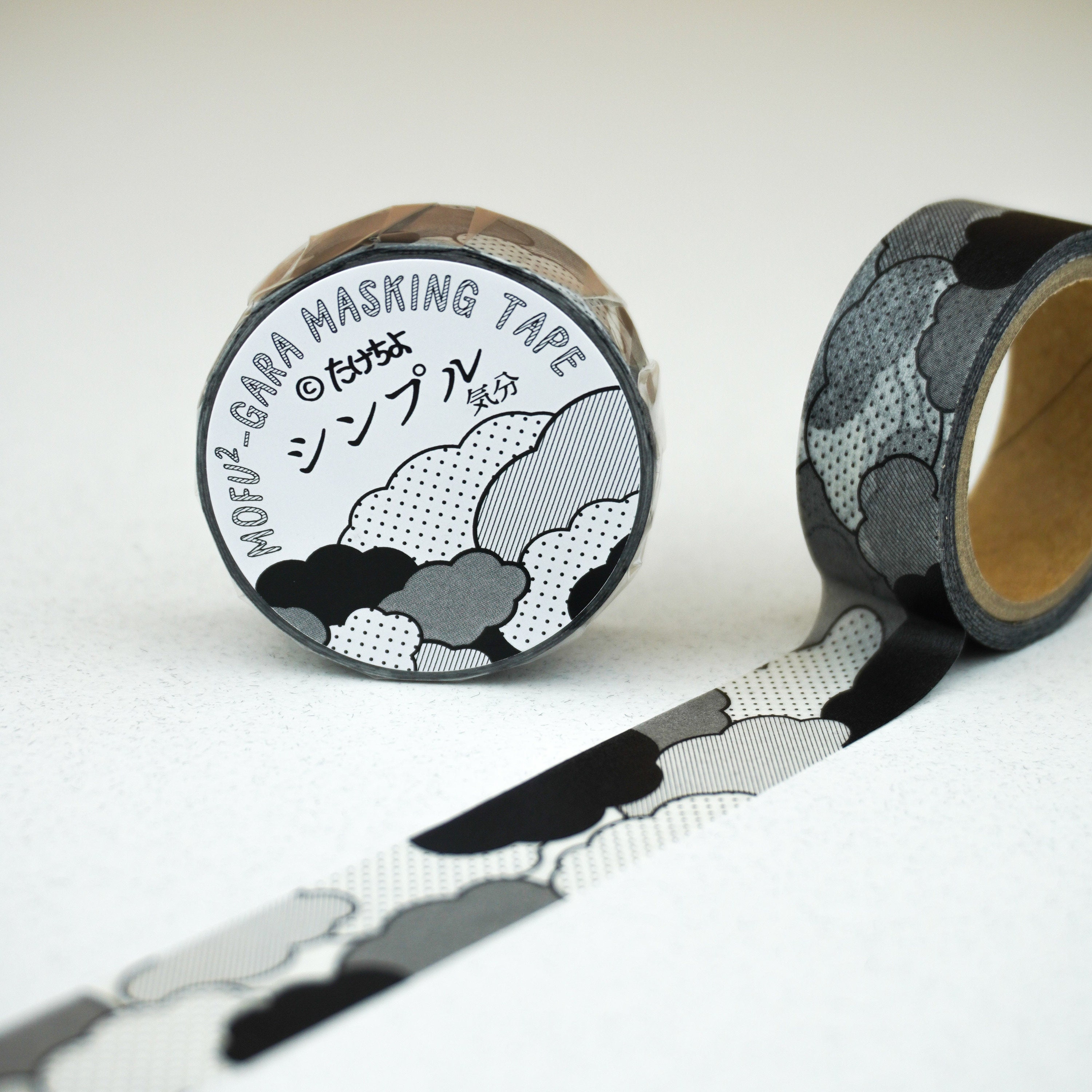 Kodomo no Kao Mofu-Gara Washi Tape (Monochrome Grey) - Gifts for Manga & Cartoon Lovers For Decoration, Journal + Planner, Art Scrapbooking