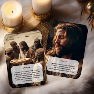 KnowYourTruePower | TransformYourLife | 70 Double Sided Bible Scriptures | Jesus Christ Deck & Spirit Filled Book| Perfect Christian Gift