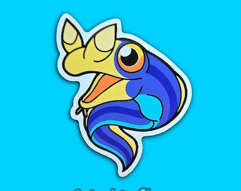 Pegatina de anguila de cinta: pez, marino, colorido, azul, lindo, único