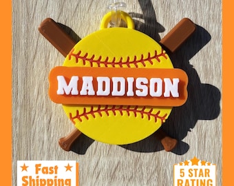 Etiqueta personalizada para bolsa de softbol • Regalo de softbol impreso en 3D
