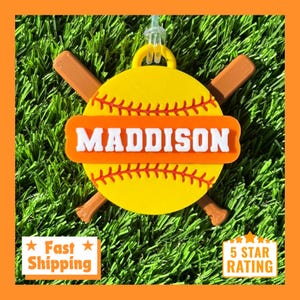 SOFTBALL BAG TAG • Softball Gift • Softball Name Tag • Perfect Gift for Softball Players • Personalized Bag Tag • Softball Bag Tag With Bats