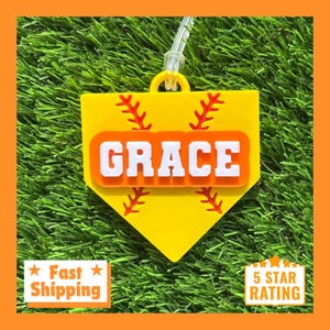 SOFTBALL BAG TAG • Softball Gift • Home Plate Name Tag • Perfect Gift for Softball Players •  Home Plate-Shaped Bag Tag For Softball