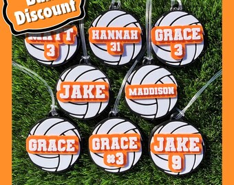 Personalized Volleyball Bag Tags • Team Gift, Custom Colors