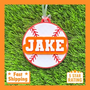 BASEBALL TASCHENANHÄNGER • Baseball Geschenk • Baseball Namensschild • Perfektes Geschenk für Baseball Spieler • Sport Taschenanhänger • Personalisierter Taschenanhänger
