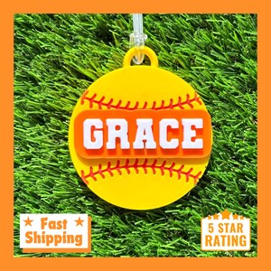 SOFTBALL BAG TAG • Softball Gift • Softball Name Tag • Perfect Gift for Softball Players •  Personalized Bag Tag  •  Gift For Girls