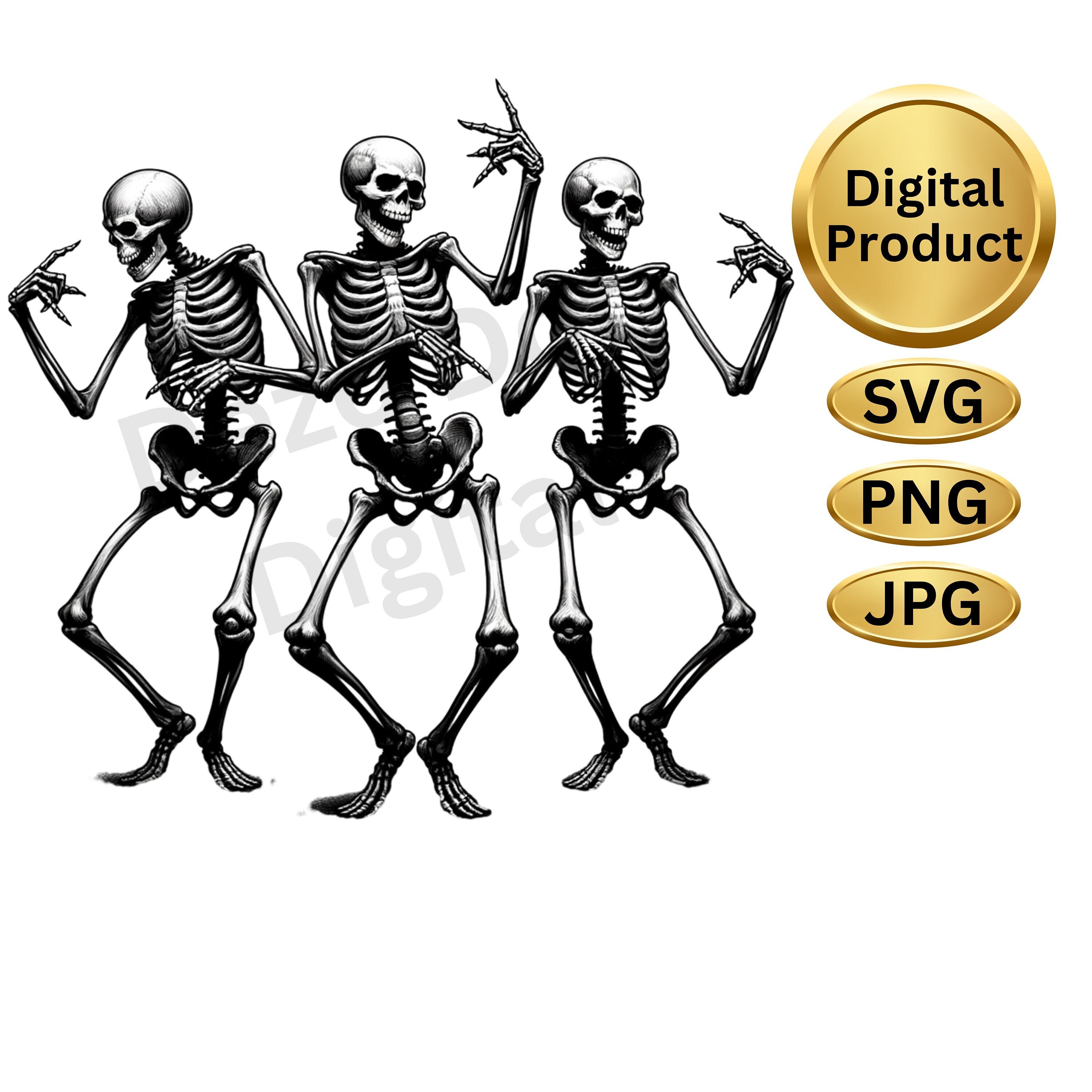 Dancing Skeleton SVG File, Digital Skeleton PNG, Digital JPG File ...