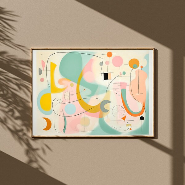 High-Quality Print Art, Contemporary, Abstract beach, Painting, Pastel Tones. Instant Download for Printable Wall Art