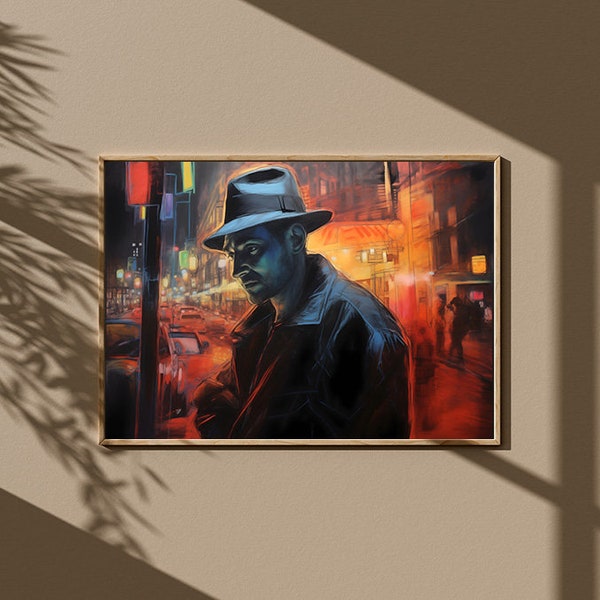 High-Quality Print Art, Contemporary, Man with hat, Painting. Instant Download for Printable Wall Art